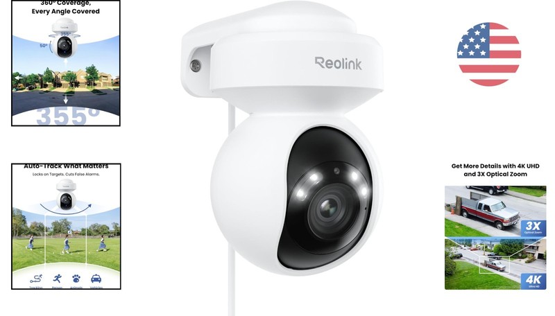 Waterproof 4K Security Camera with 355° Pan and 50° Tilt Functionality gallery