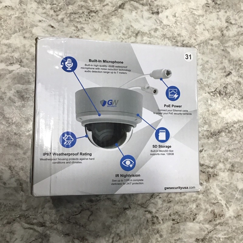 GW 4K 8MP PoE IP Weatherproof Outdoor Indoor Microphone Security Dome Camera gallery