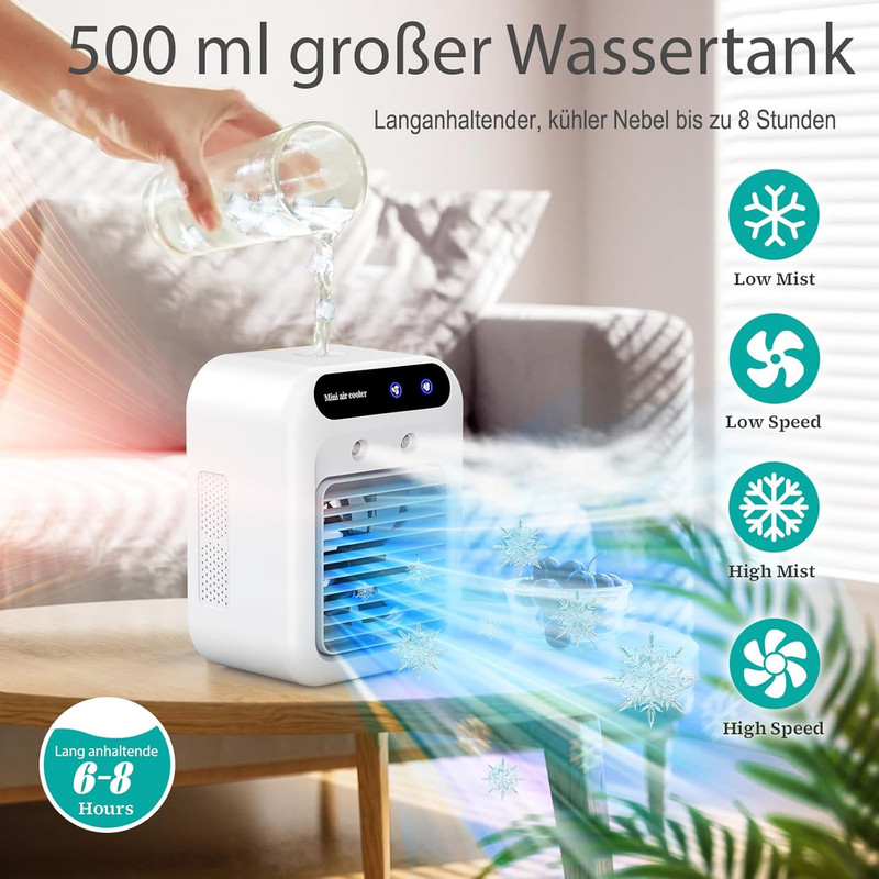 Mobile Klimaanlage, Tragbare Luftkühlgerät, leise Mobile Klimaanlage mit 500ml W gallery