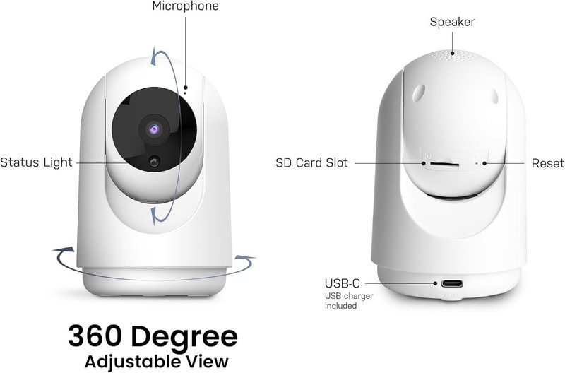 Wireless Indoor Security Camera with 30ft Night Vision & Two-Way Audio, Plug-In gallery