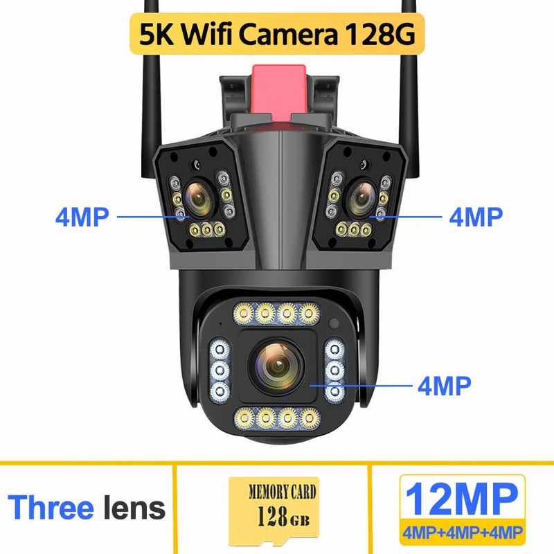 5K 12MP WiFi IP Camera Outdoor PTZ Auto Tracking Waterproof Security CCTV Video gallery