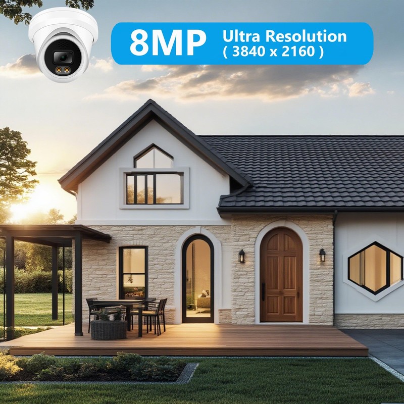 8MP 4K PoE IP Full Color Night Vision Security Camera Outdoor, 2.8mm Wide Ang... gallery
