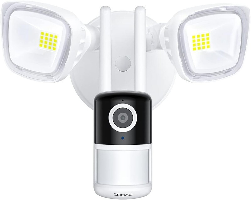 COOAU Floodlight Security Camera Outdoor 2K Wired Flood Light Camera for Home
