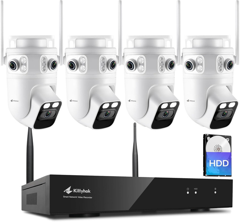 Home Security Camera System Wireless, Triple Lens 2K Security Cameras Wireless O