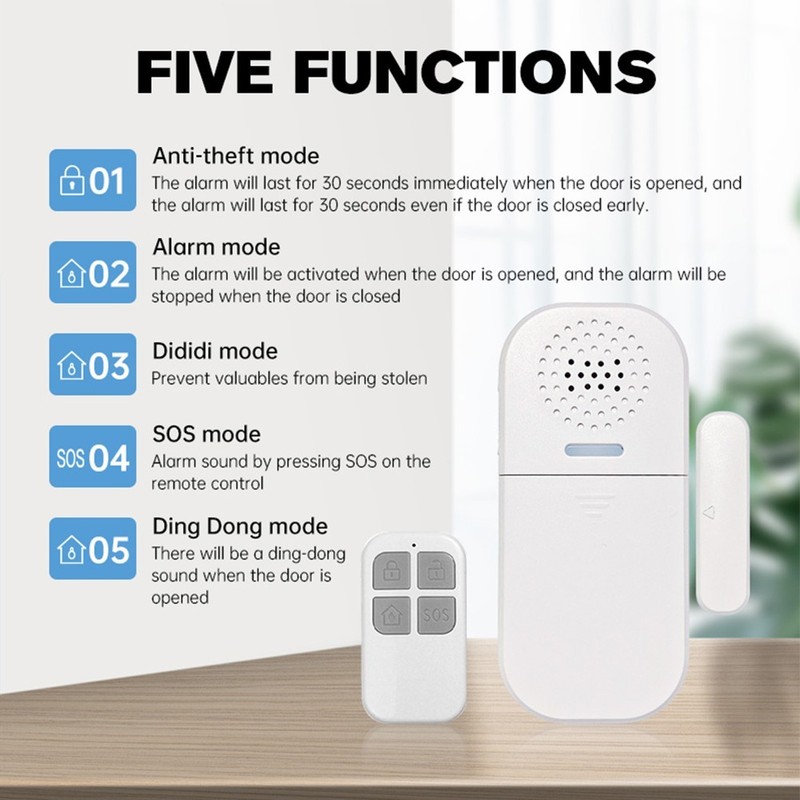 Diverse Functions Available in a Single Unit 130dB Wireless Door Alarms Now