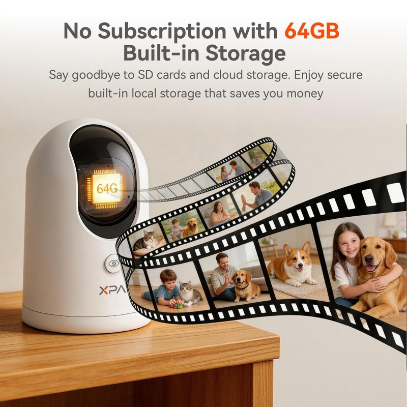 4K UHD Indoor Camera, 64G Built-in Storage No Subscription,Pet Camera Indoor ... gallery