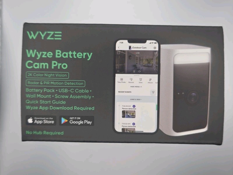 Wyze BATTERY Cam PRO 2k Security Outdoor/indoor Camera Brand New SEALED - White gallery
