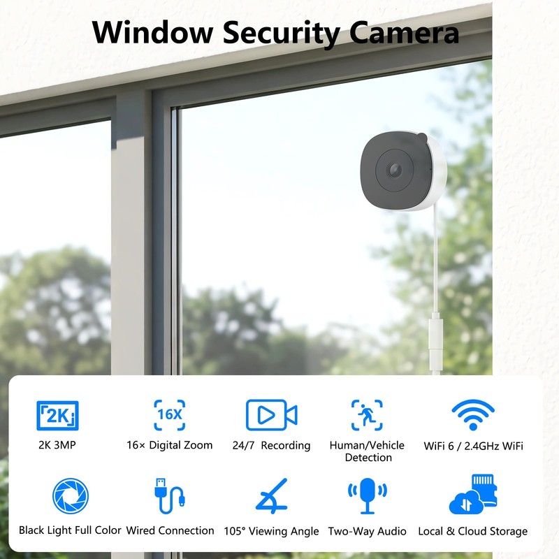 Wansview 2K Window Camera Security Camera System Indoor WIFI Color Night Visio gallery