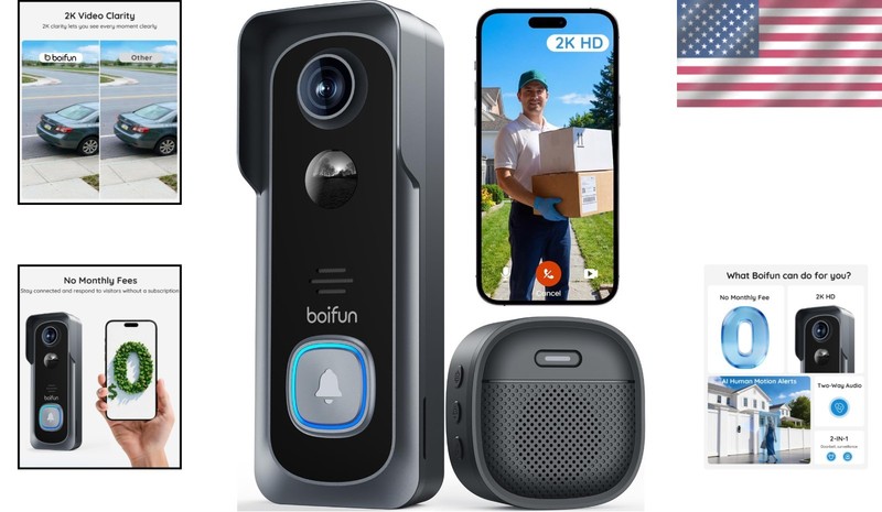 Advanced Wireless Video Doorbell - 166° Field of View, No Fees, Enhanced Safety gallery