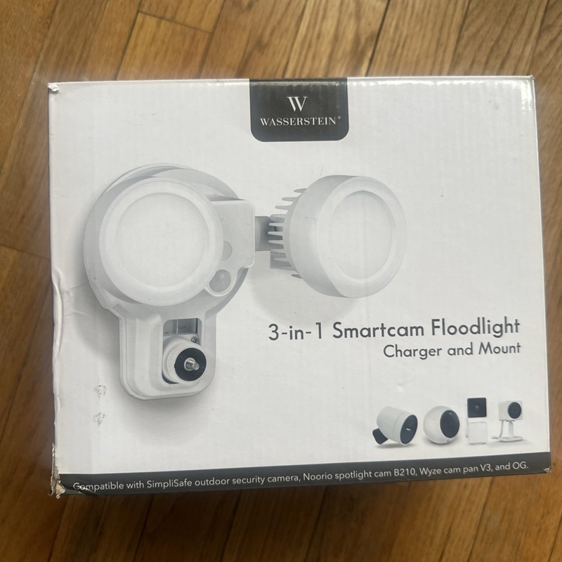 Wasserstein 3-in-1 Floodlight Charger Mount for Wyze & Noorio Cameras – White gallery