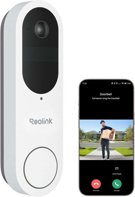 REOLINK Video Doorbell Camera, Battery Version, 2K 150°X150° Head-To-Toe View, 2