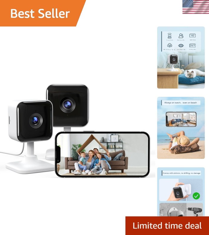 Compact Indoor Security Cameras - 2K Video, Audio Alerts & Hassle-Free Setup