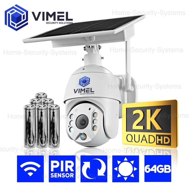ULTRA HD 2K Solar Powered Security Camera WIFI 64GB Farm LIVE VIEW PTZ Remote