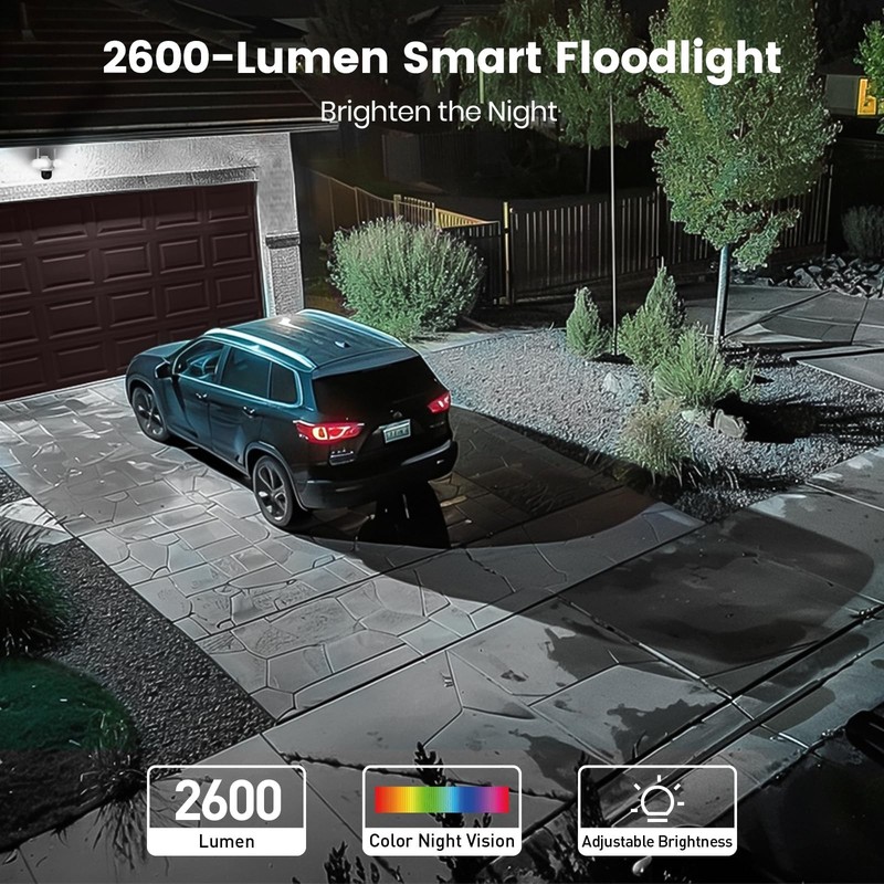 3K UHD Outdoor Floodlight Camera, 360° Surveillance, 24/7 Recording, Motion Dete gallery