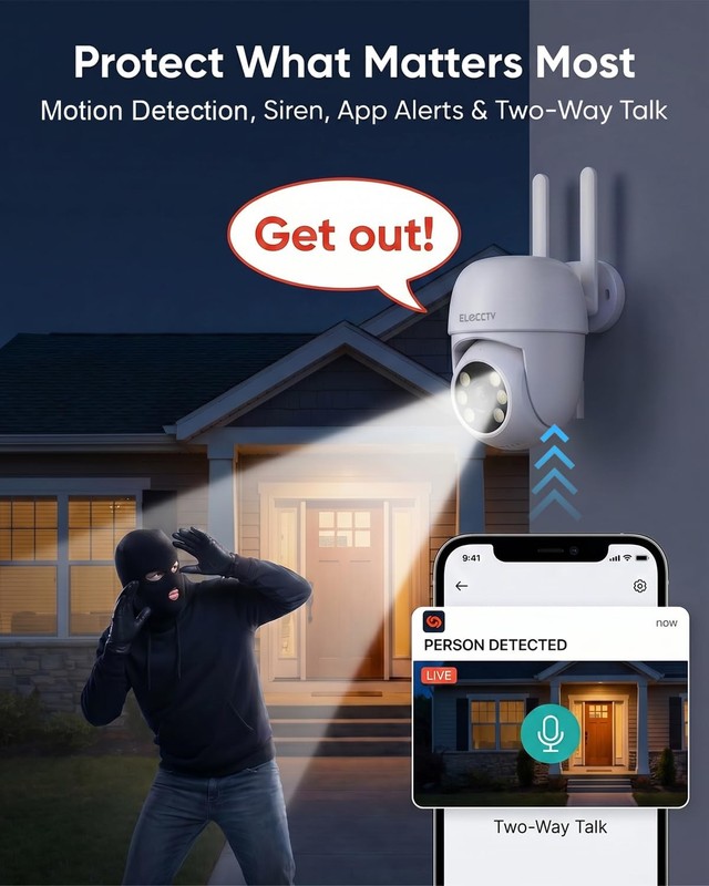 4MP 2.5K Security Camera Outdoor, 2.4G/5G WiFi PTZ Camera for Home Security w... gallery