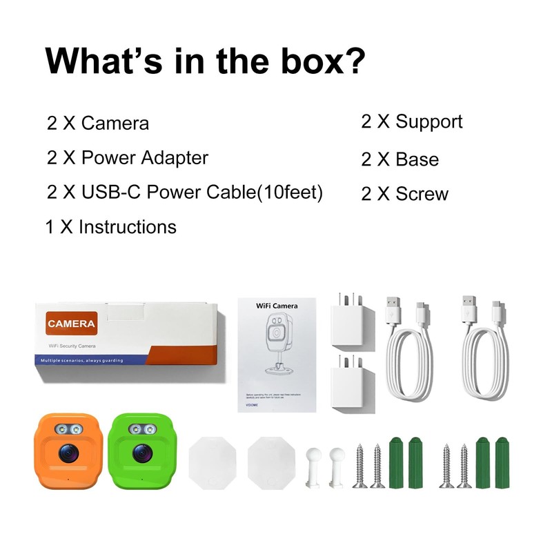 PHANSATIM Smart WiFi Camera 2Pcs 1080P Indoor Security Camera gallery