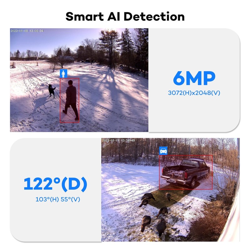 6MP Super HD PoE IP Security Camera with Audio, AI Human Vehicle Detection, 3... gallery