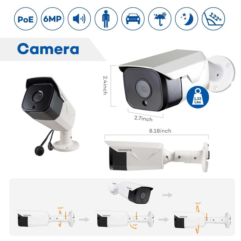 6MP Super HD PoE IP Security Camera with Audio, AI Human Vehicle Detection, 3... gallery