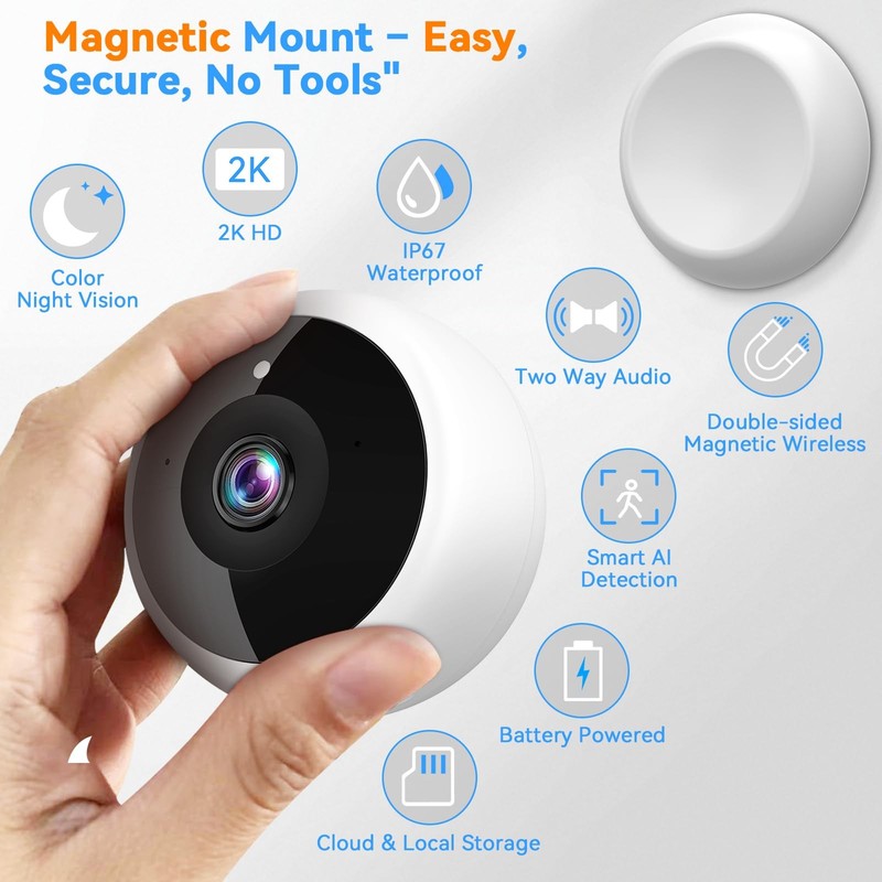 Camara De Seguridad Magnetica Inalambrica Với Deteccion De Movimiento IA gallery