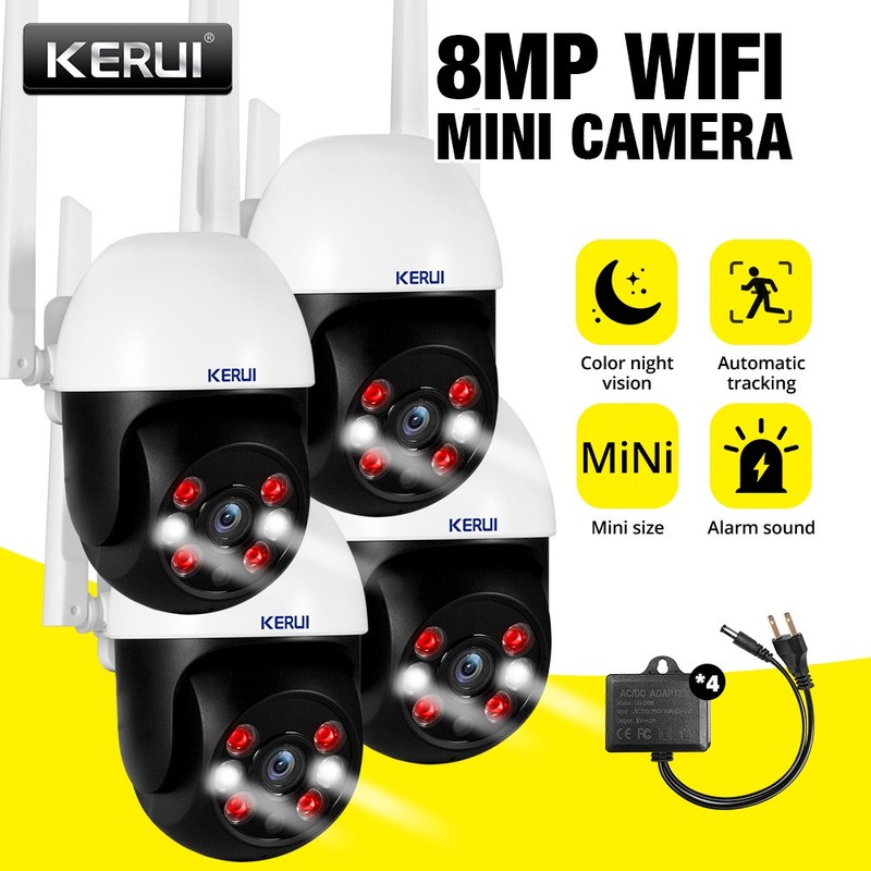 4PACK Wireless WiFi 8MP Monitor Camera Night Vision Indoor Outdoor Security Cam