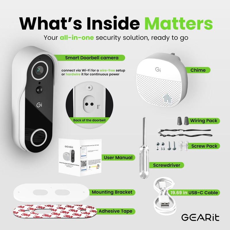 2K QHD Video Doorbell Camera with Chime - Rechargeable, Weather-Proof, Easy Setu gallery