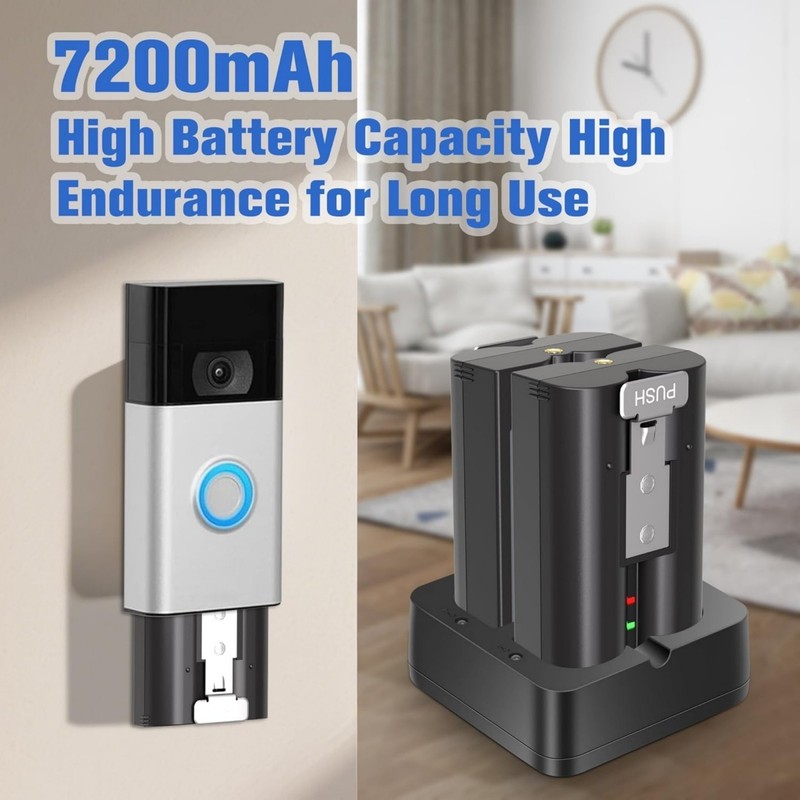 New 7200mAh Rechargeable Battery and Charger Station for Ring Doorbell 2/3/4 gallery