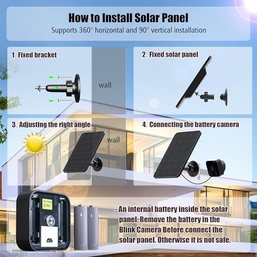 4 Pack Solar Panels for Blink Outdoor Cameras, 13.1ft Cable, Easy Mounting, Weat gallery