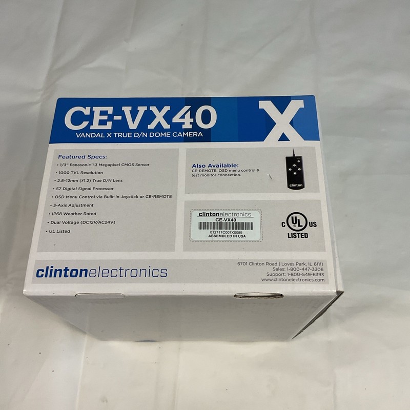 Clinton Electronics CE-VX40 Analog 1000TVL Vandal X True D/N Dome Camera NIB gallery