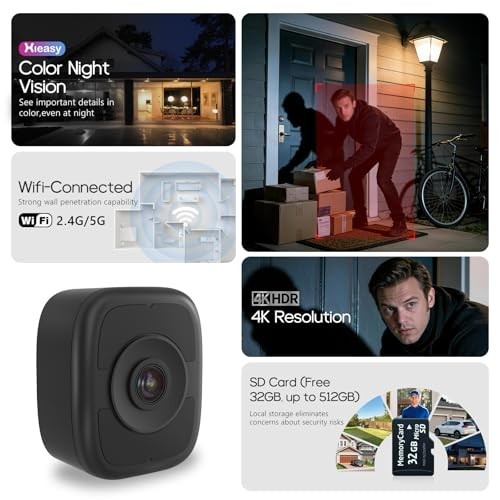 8MP 4K Window Security Camera, Dual-Band WiFi, Night Vision, AI Detection, 32GB gallery