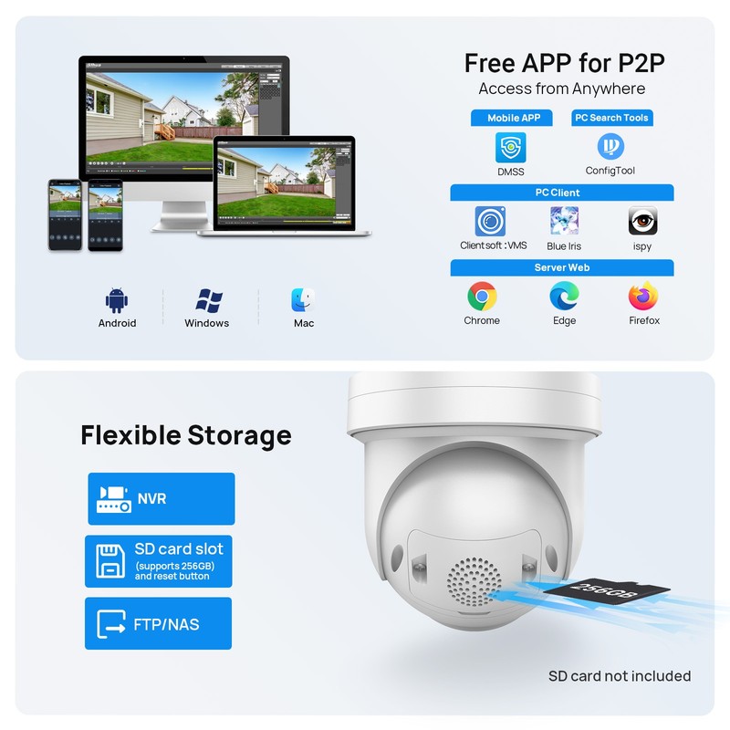 VIKYLIN Color+IR 5×Zoom POE 8MP Network PTZ Camera Onvif no subscription viewer gallery