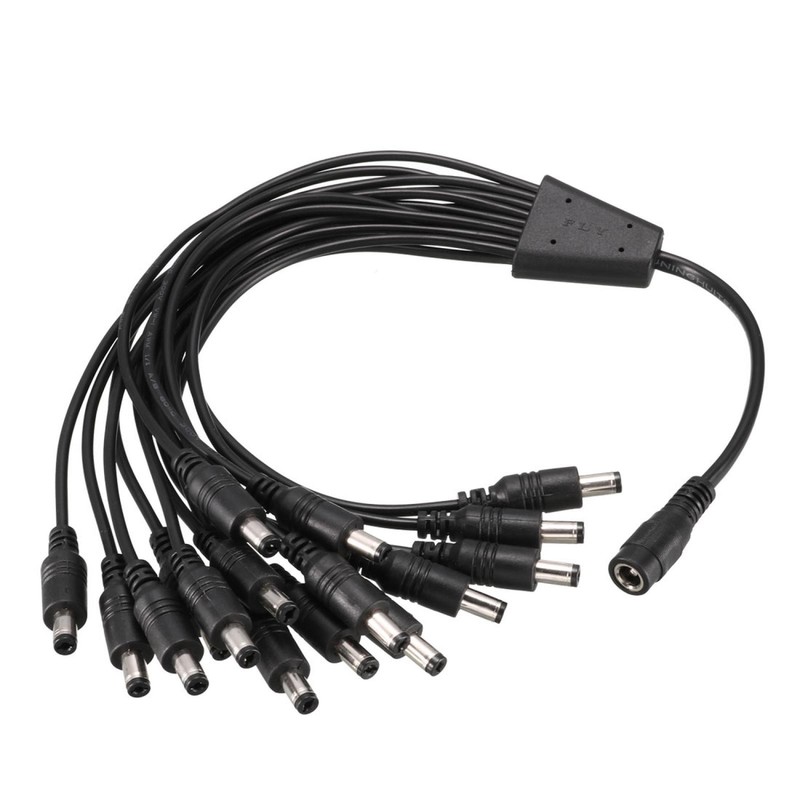 1 DC Female to 16 DC Male 5.5 x 2.1mm Power Extension Wire For CCTV Camera