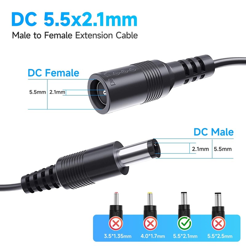 ANLINK 2 Pack 3ft DC Power Extension Cable 5.5mm*2.1mm Male to 3ft, Black gallery