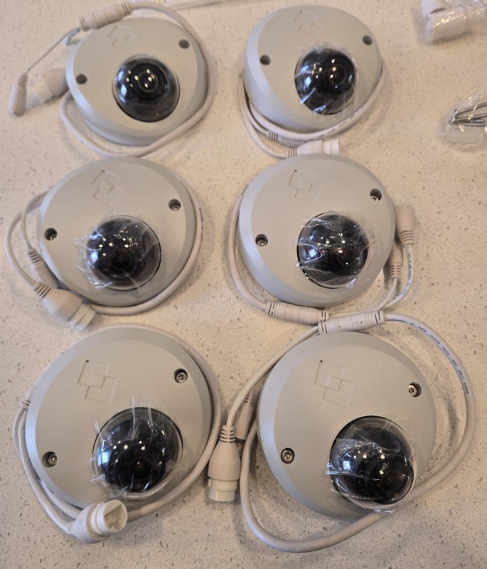 FLIR IP Security Cameras System – 6x N243MW2 2MP Dome Cameras + Mounts + Cables