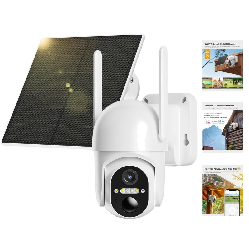 Wireless 2K Solar Security Camera – Motion Alerts, Color Night Vision & SIM