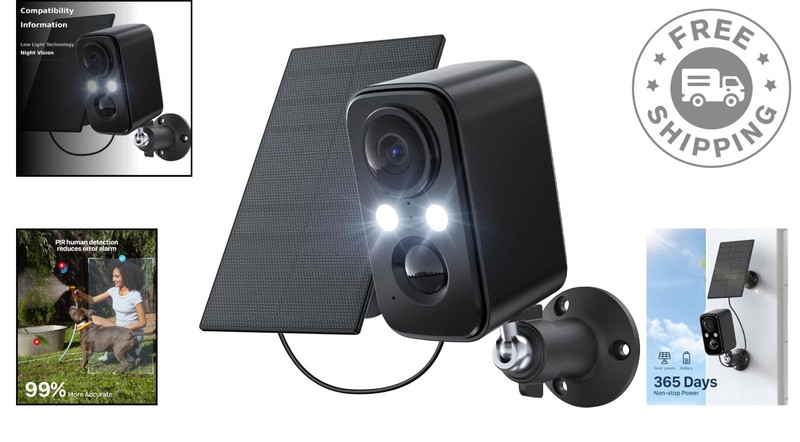 Outdoor Solar Powered Security Camera - Motion Sensor and Floodlight Included gallery