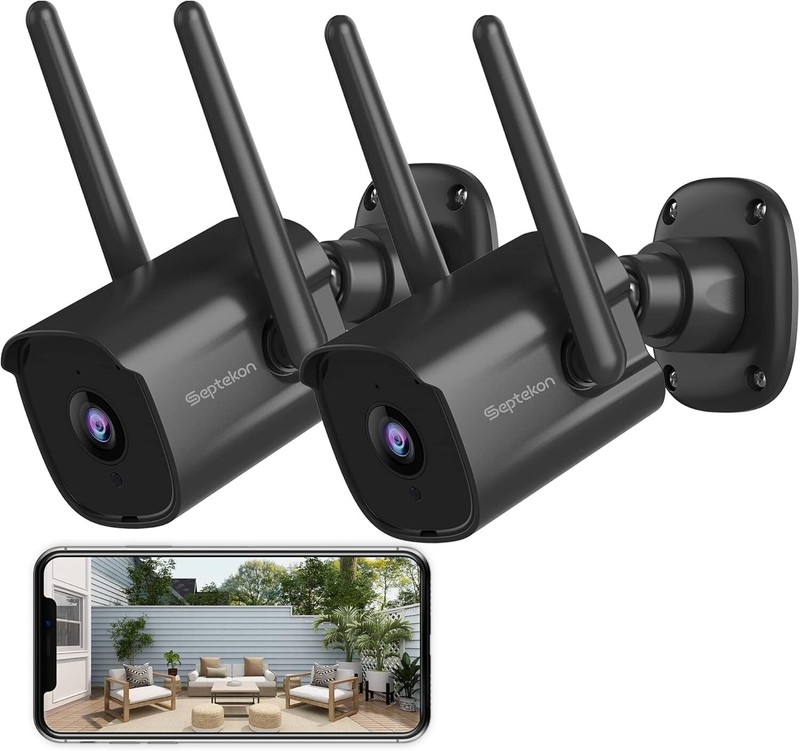 2 Camaras De Seguridad Wifi Exterior 1080P Inalambrica Con Vision Nocturna Video