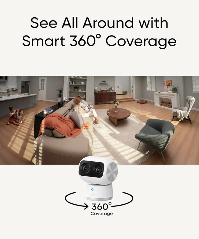 Eufy Indoor Cam S350 4K Dual Camera 360° PTZ 8x Zoom AI Tracking Brand New