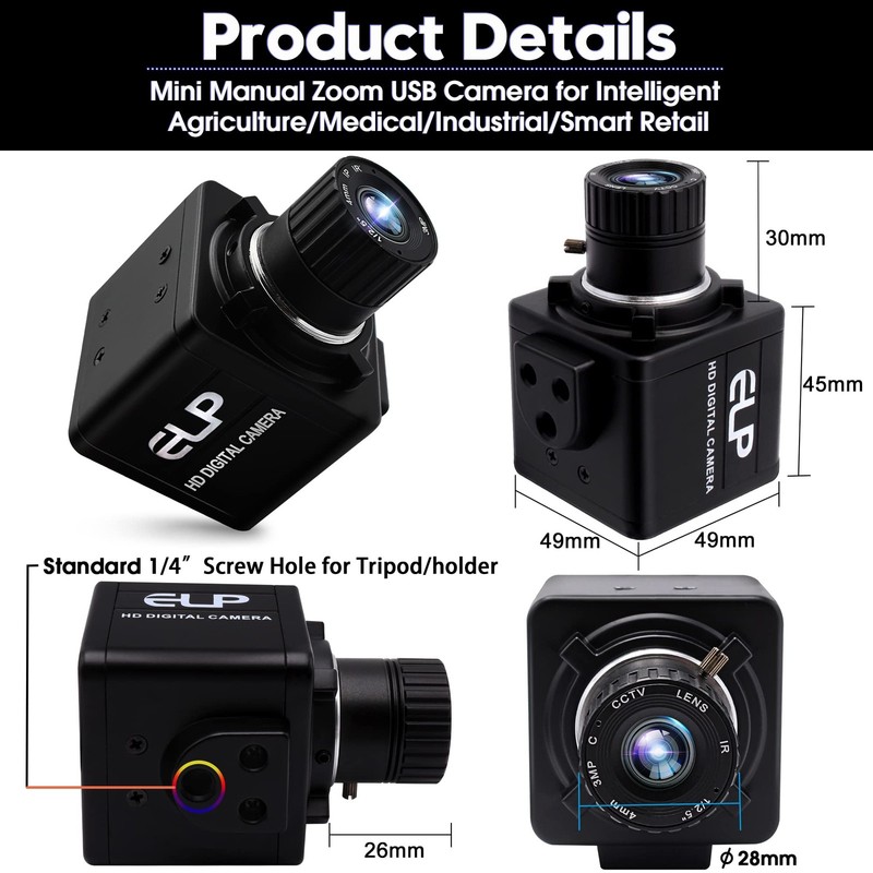USB Manual Zoom 4mm Lens Prototype 2Megapixel 1080p Webcam Cmos OV2710 Webcam... gallery