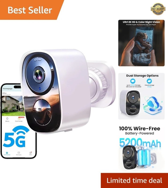 2026 Upgraded 2K Wireless Security Camera with Free Cloud Storage & AI Detection