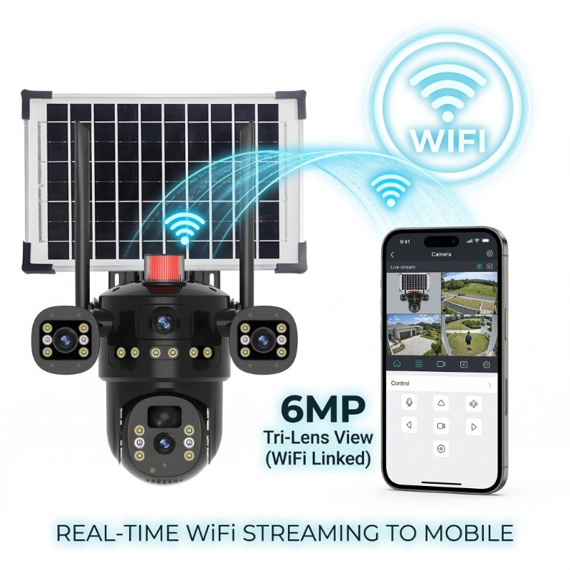 Solar Battery Powered Wireless Security Camera System WiFi IP Home Outdoor US gallery