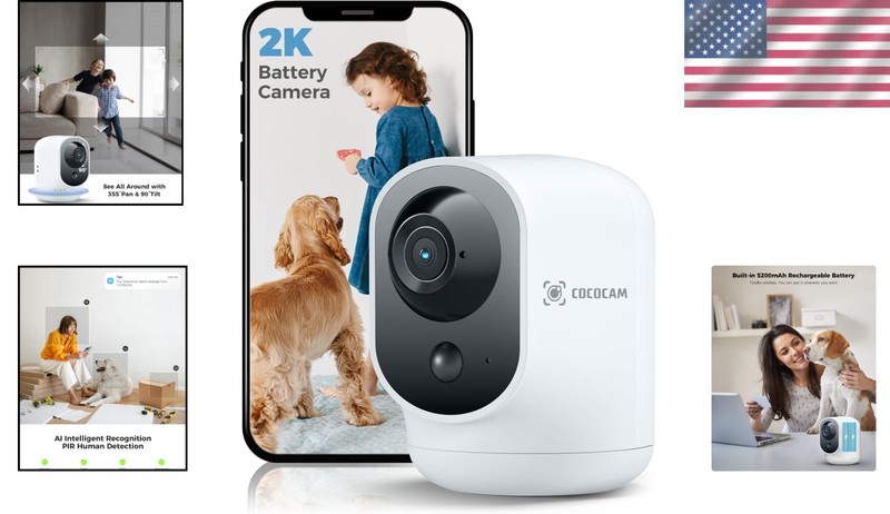 Smart WiFi Indoor Camera 2K PTZ 5200mAh Battery PIR Motion Alert Night Vision gallery