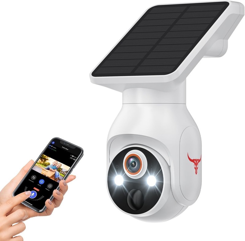 Solar Panel Powered Security Camera 1080p WiFi Camera with Night Vision Motion