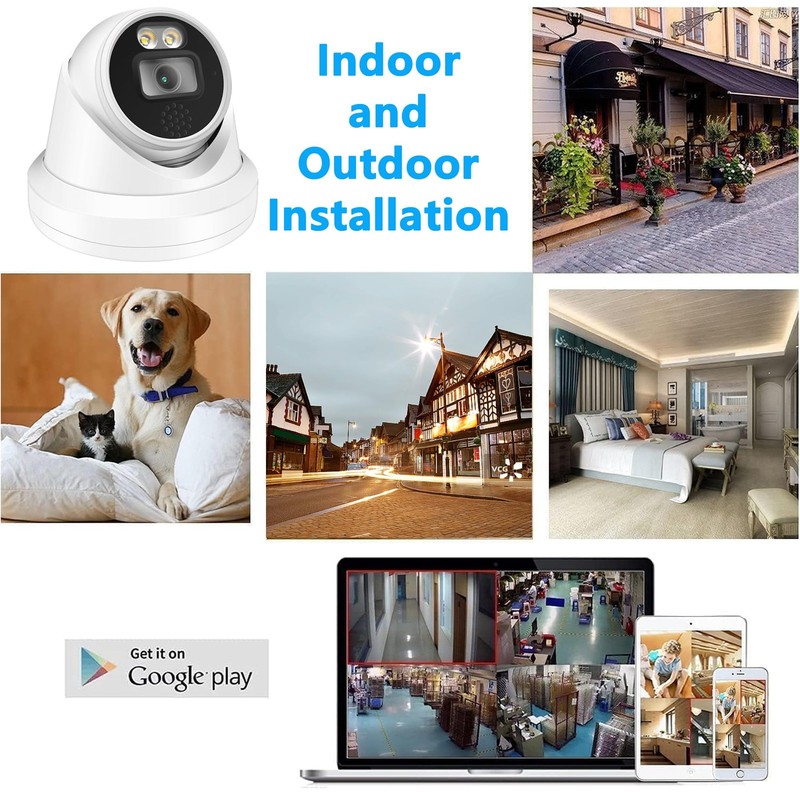 8MP 4K PoE IP Full Color Night Vision Security Camera Outdoor, 2.8mm Wide Ang... gallery