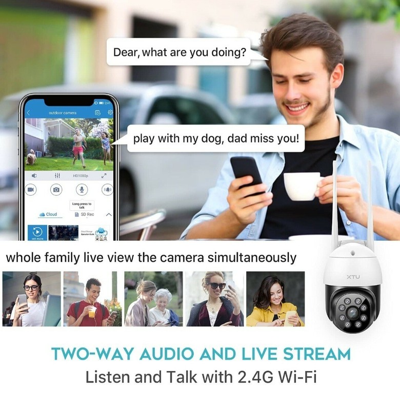 Security Camera Outdoor, XTU 360° Pan Tilt 2.4G Wired WiFi Cameras for Home... gallery