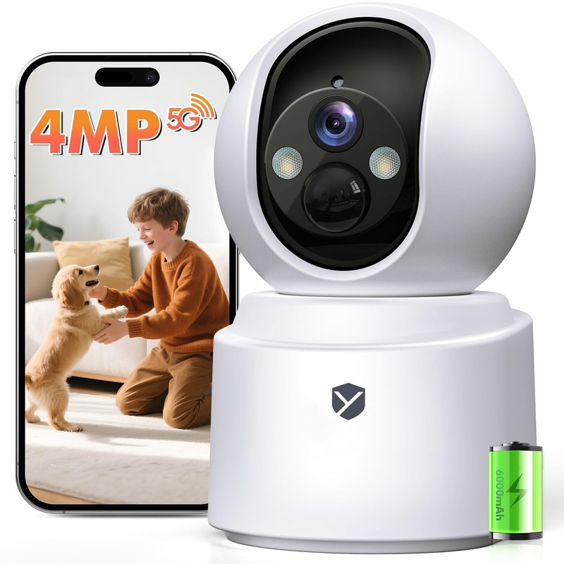Battery Powered Indoor Camera Wireless, PTZ Pet Camera with 6000mAh Rechargea…