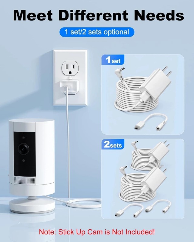 Indoor & Outdoor Power Adapter for Ring Stick up Cam Battery/Plug-In, 4M/13.1 ft gallery