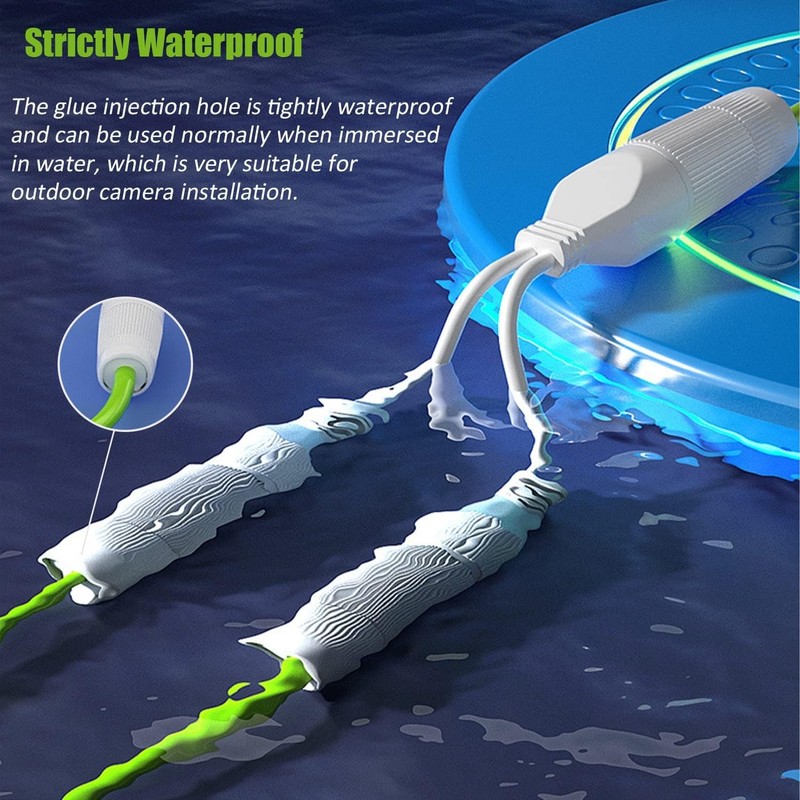 Ethernet Splitter, Waterproof PoE Combiner Splitter Adapter, Run 2 IP White gallery