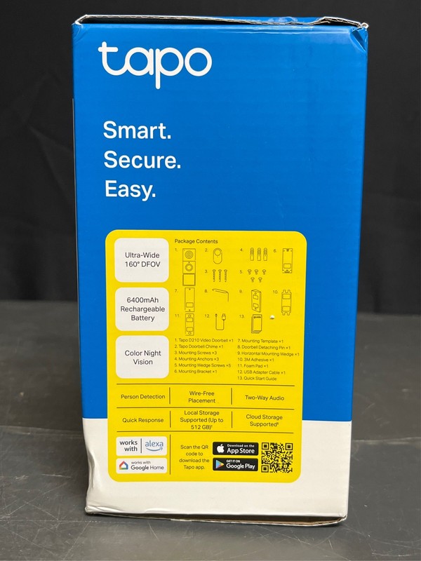 TP-LINK VIDEO DOORBELL CAMERA 1 TAPO D210, 1 TAPO D100C SPEC: 2K 3MP (2304 1296) gallery