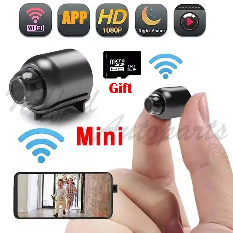1080P Mini Camera WiFi HD IP Night Vision Security Cam For Home + 32GB SD Card