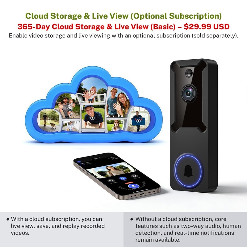 1080P WiFi Video Doorbell Camera Wireless Home Security Night Vision Smart Cam gallery